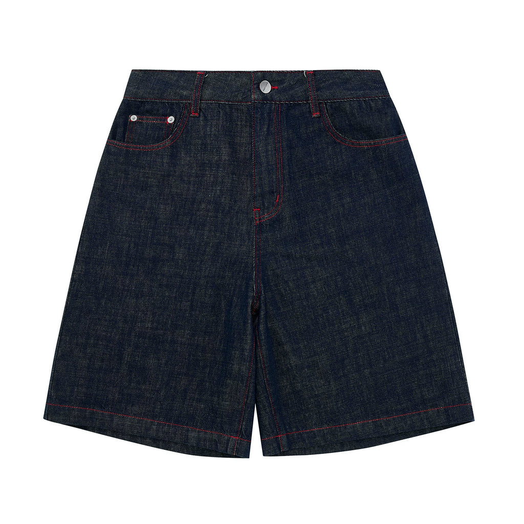 Contrast Stitch Denim Bermuda Shorts