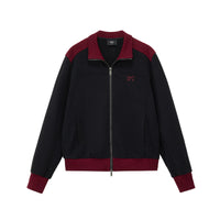 Color-Block Stand-Collar Zip Jacket