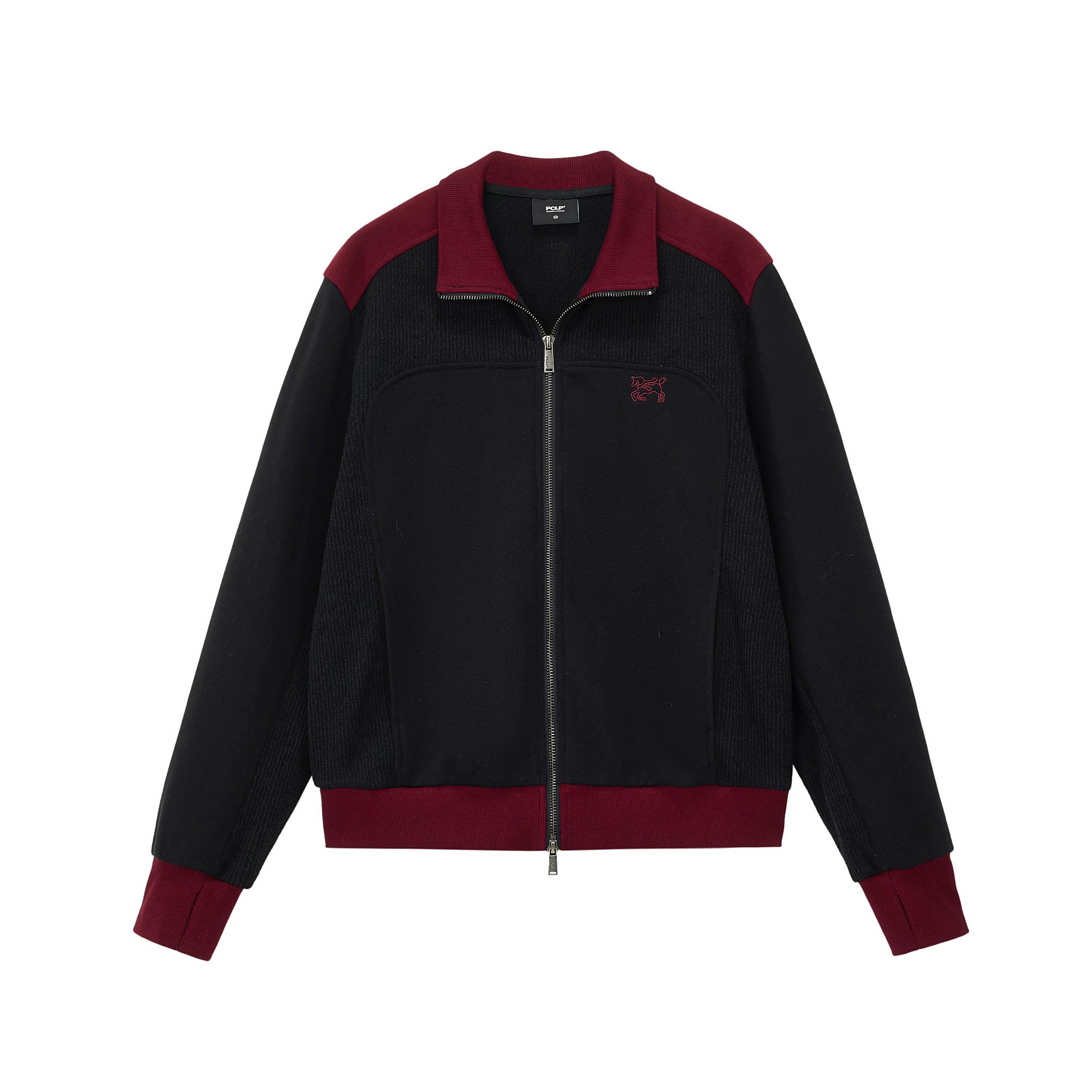 Color-Block Stand-Collar Zip Jacket