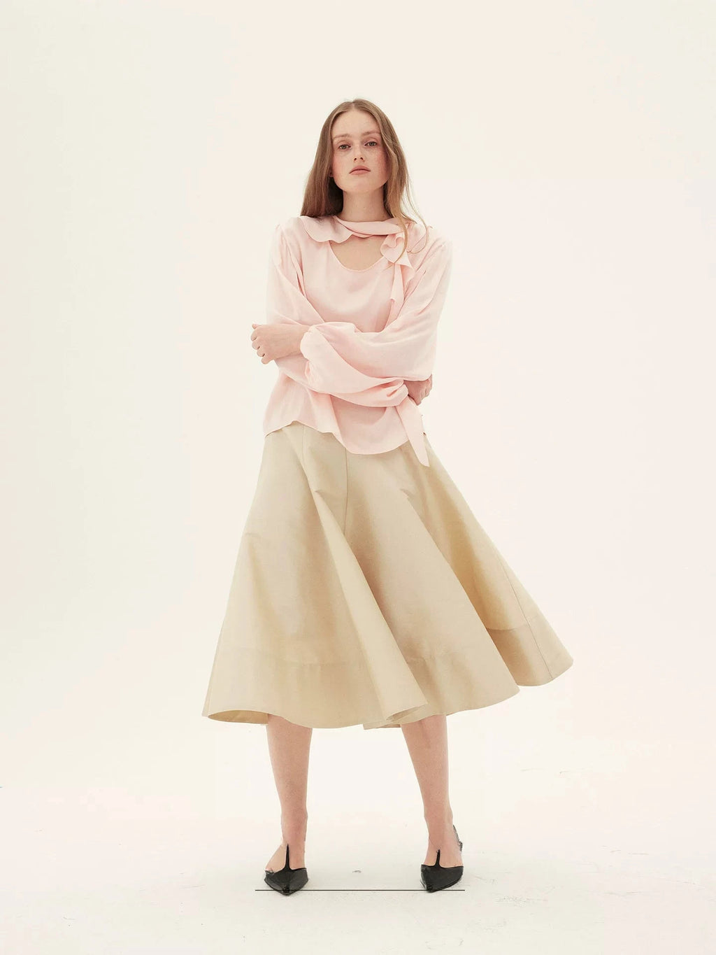 Mulberry Silk A-Line Midi Skirt