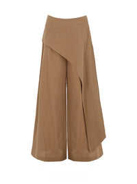 Asymmetrical Wide-Leg Tailored Trousers