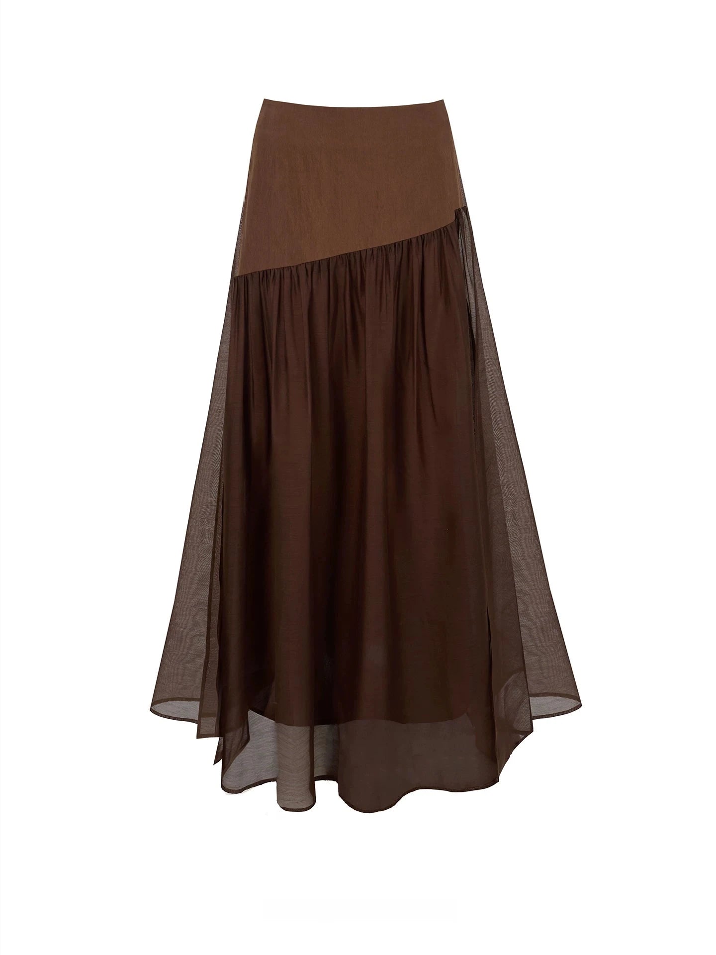 Amber Brown Patchwork Maxi Skirt