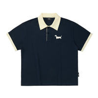 Embroidered Puppy Cotton Polo Shirt