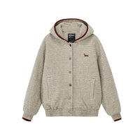 Striped Puppy Embroidered Hooded Cardigan