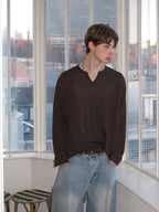 V-Neck Knit Long-Sleeve Sweater