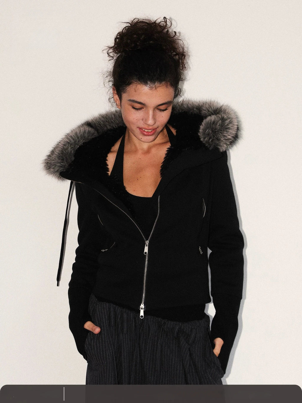 Faux Fur Trimmed Hooded Jacket