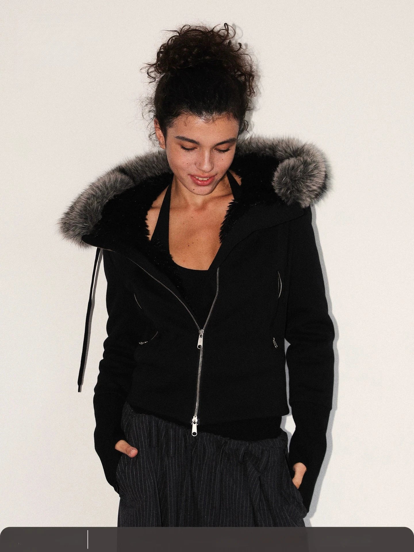 Faux Fur Trimmed Hooded Jacket