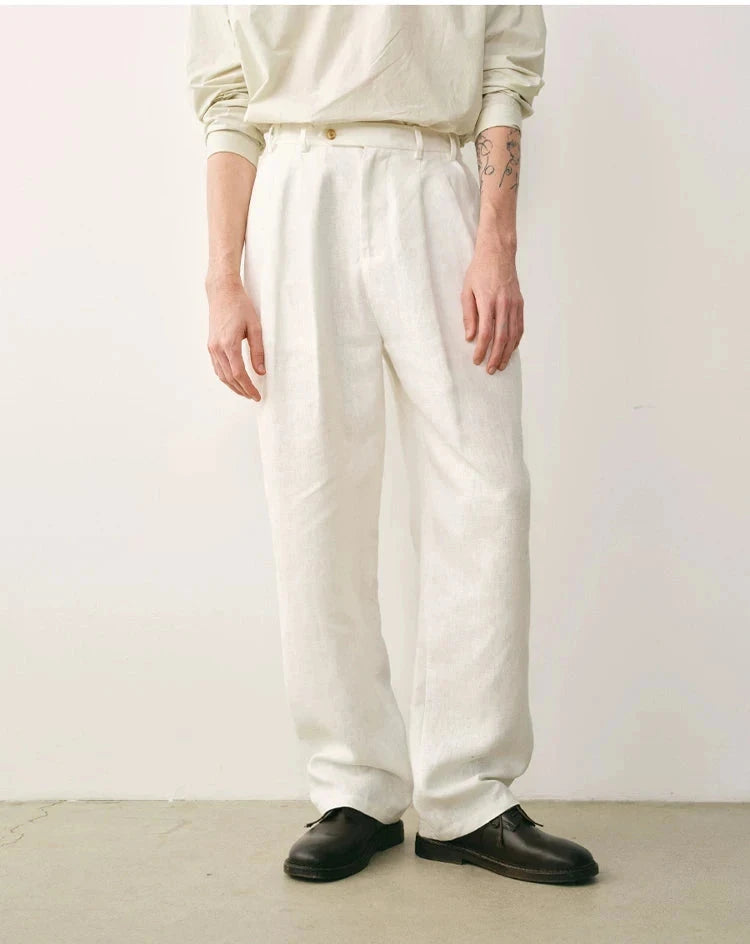 Linen Double Pleated Trousers