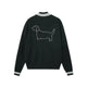 Embroidered Puppy Zip-Up Knit Cardigan