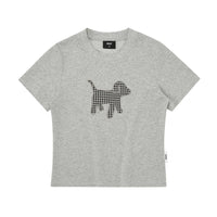 Gingham Puppy Patch Cotton T-Shirt