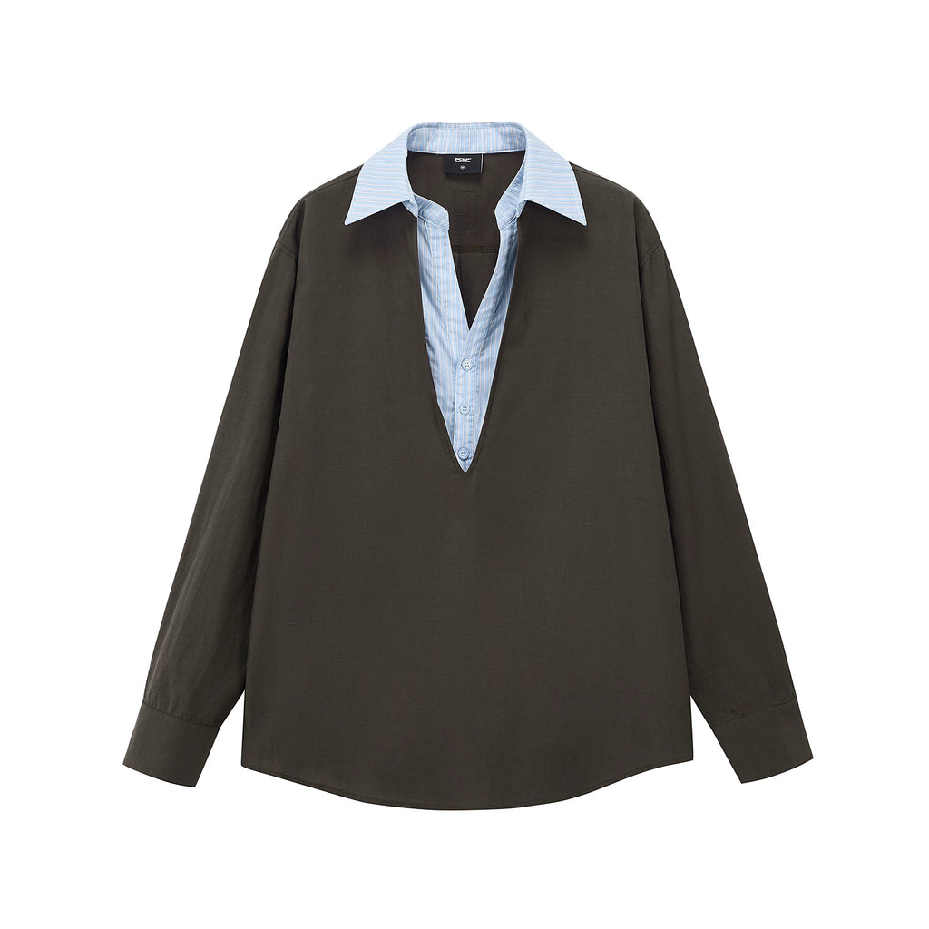 Layered Patchwork Oversized Shirt