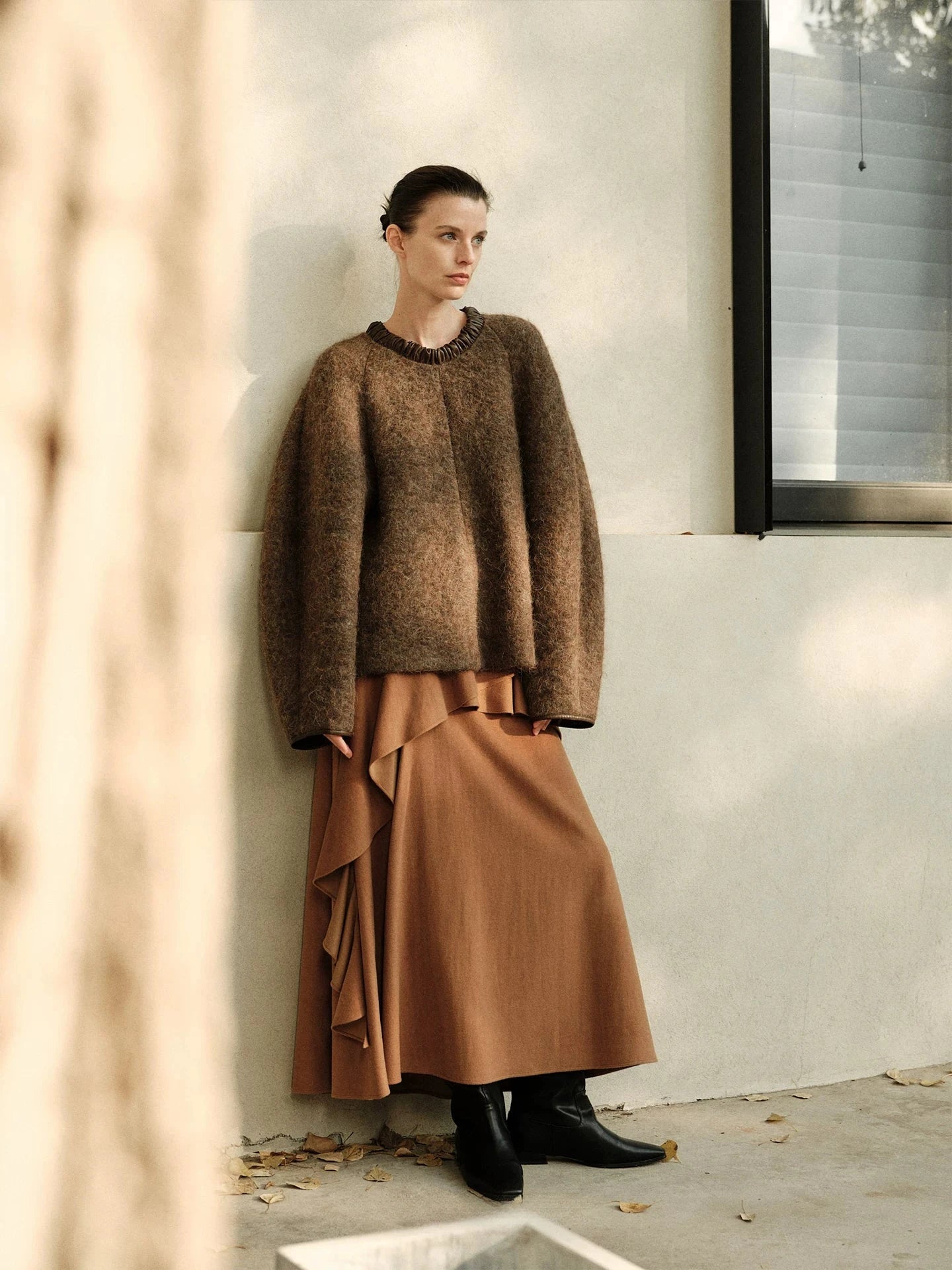Australian Wool Ruffled Midi Skirt