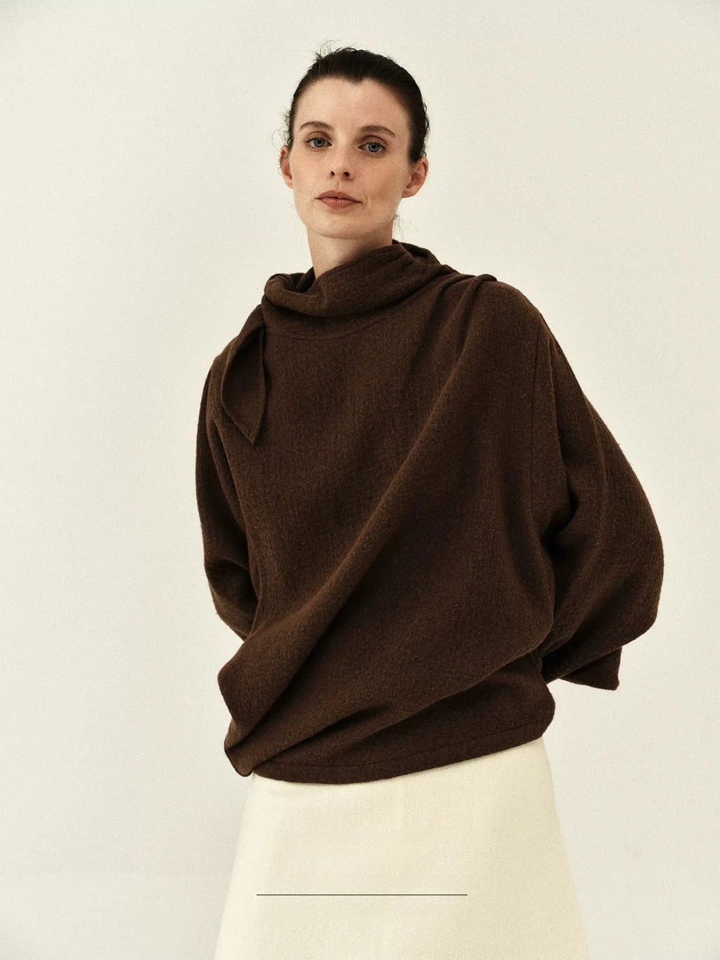 Wool Blend Tie-Neck Sweater