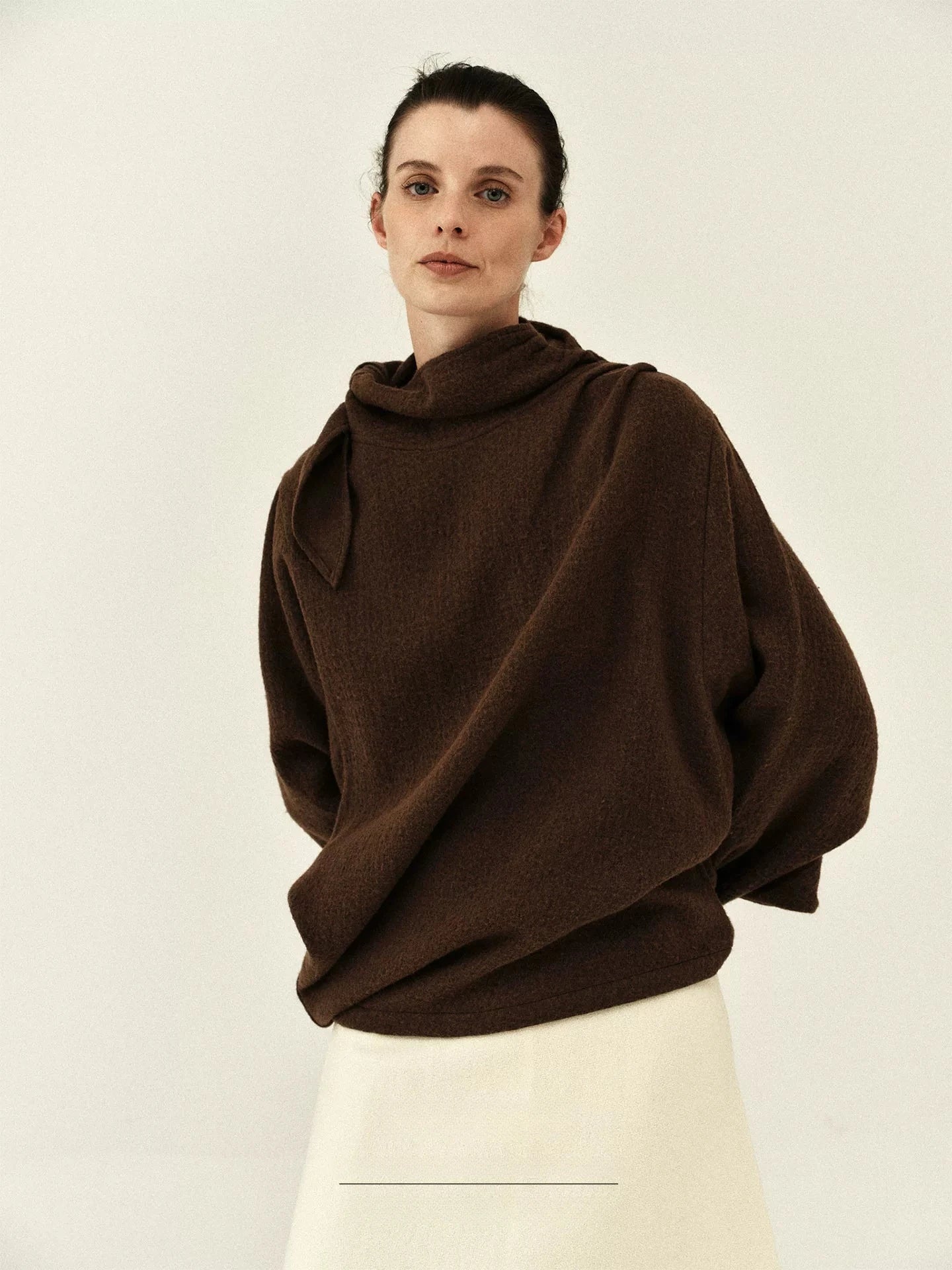 Wool Blend Tie-Neck Sweater