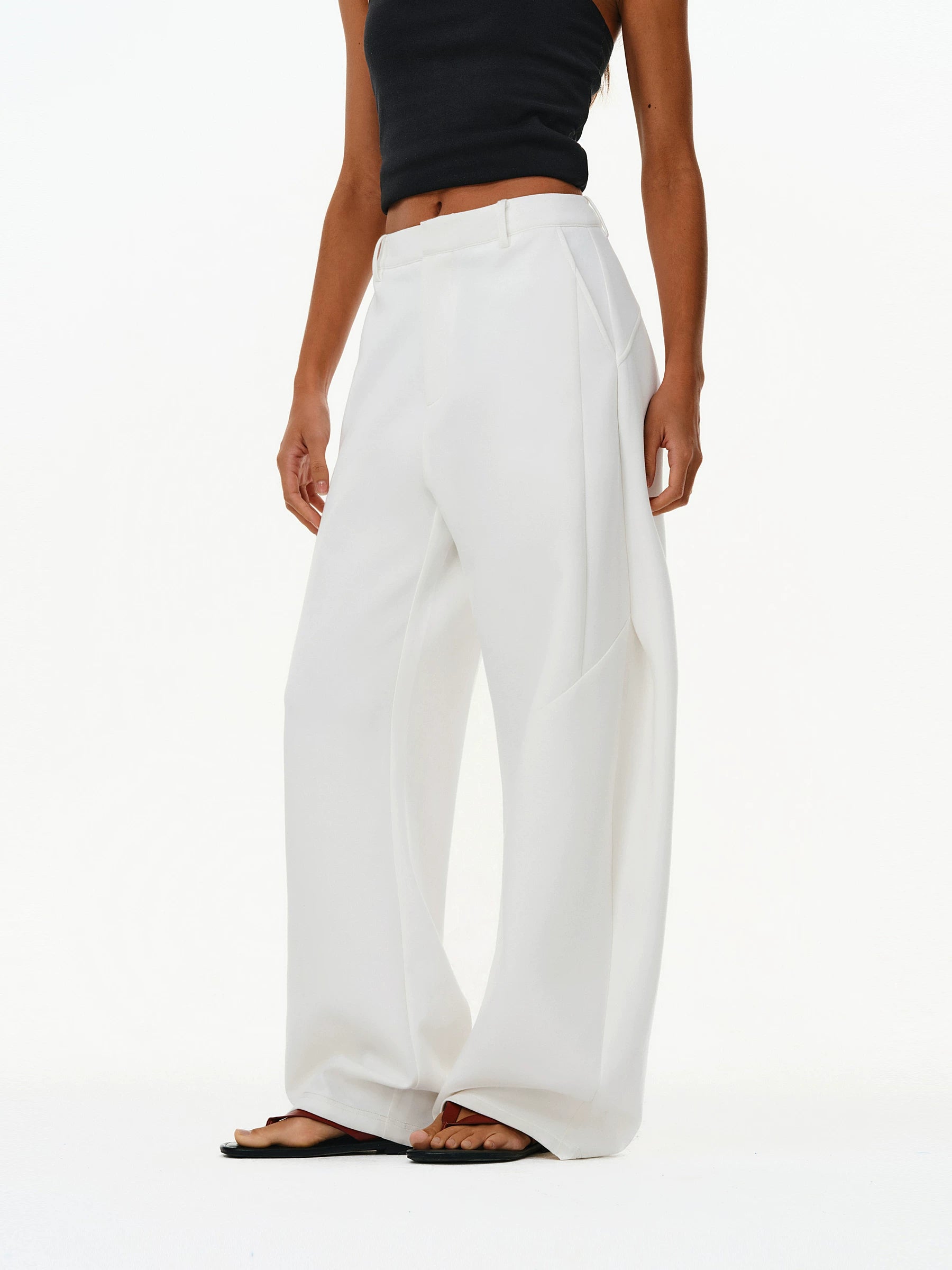 Architectural Wide-Leg Draped Trousers