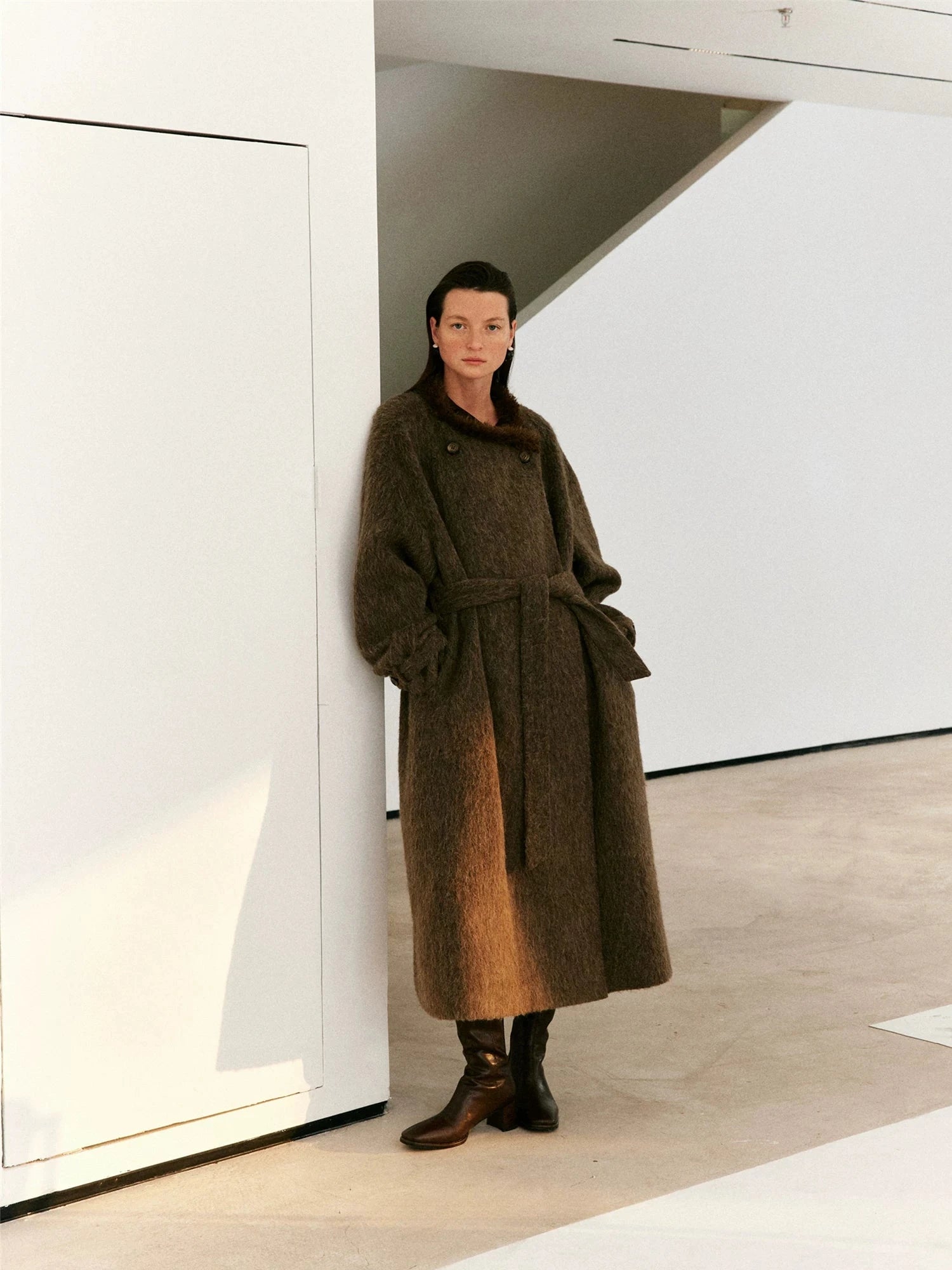 Oversized Mohair Blend Belted Coat