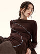 Asymmetrical Contrast-Stitch Wool Knit Top