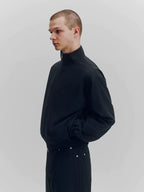 Striped Wool Stand Collar Bomber Jacket