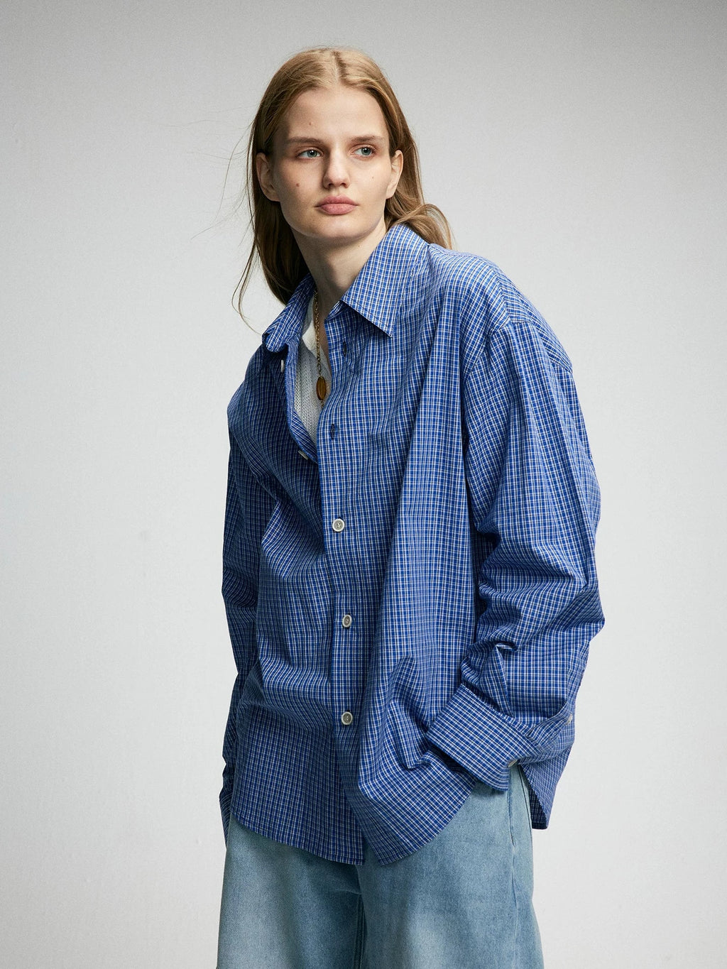 Oversized Plaid Button-Down Shirt
