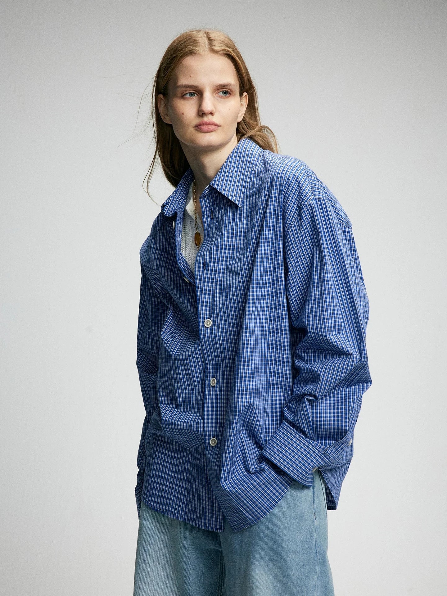 Oversized Plaid Button-Down Shirt