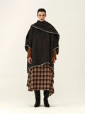 Hand-Stitched Wool Blend Cape