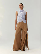 Asymmetrical Wide-Leg Tailored Trousers