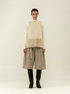 Belted Wool Twill Culottes