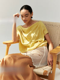 Draped Boat Neck Jersey Top