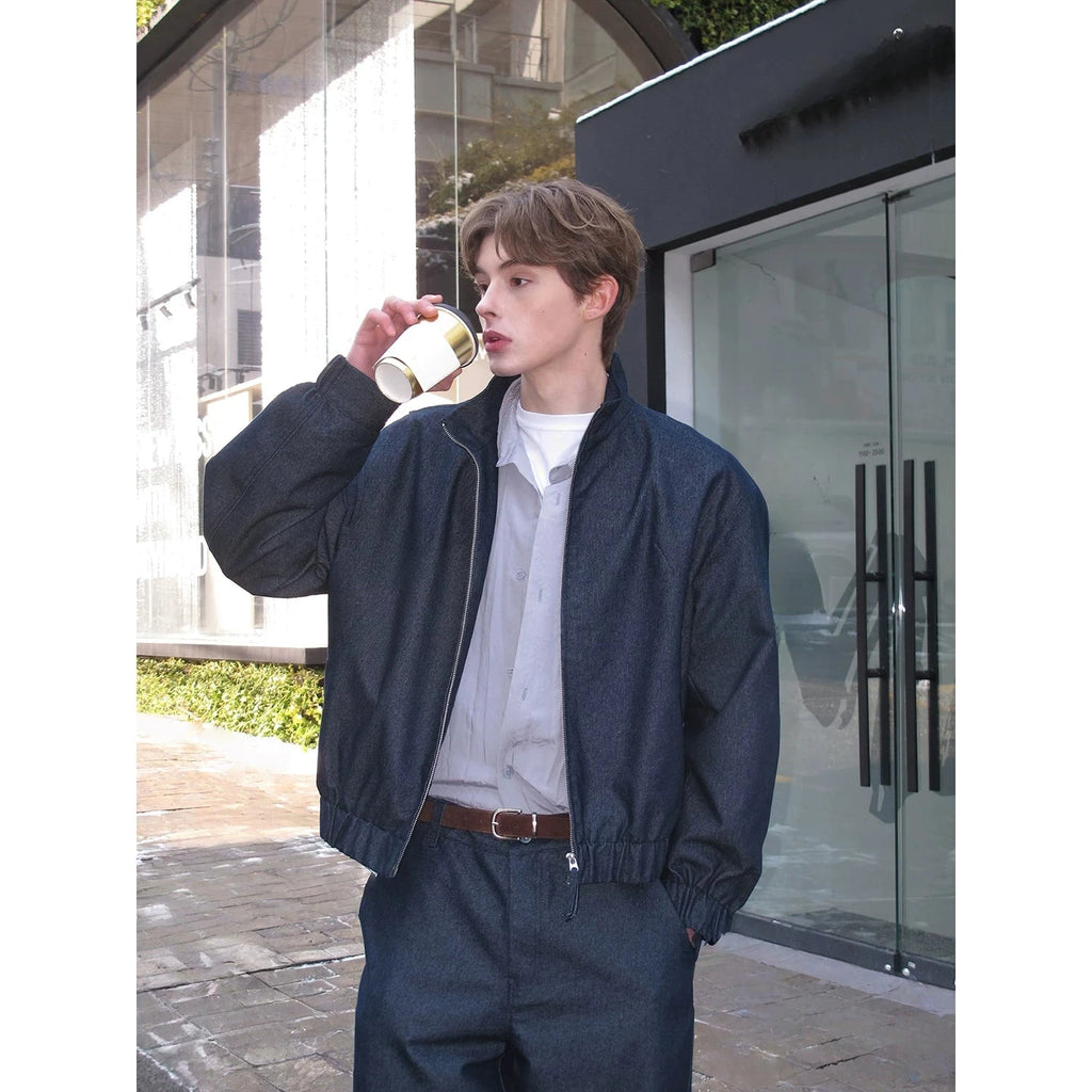 Minimalist Stand-Collar Zip Jacket