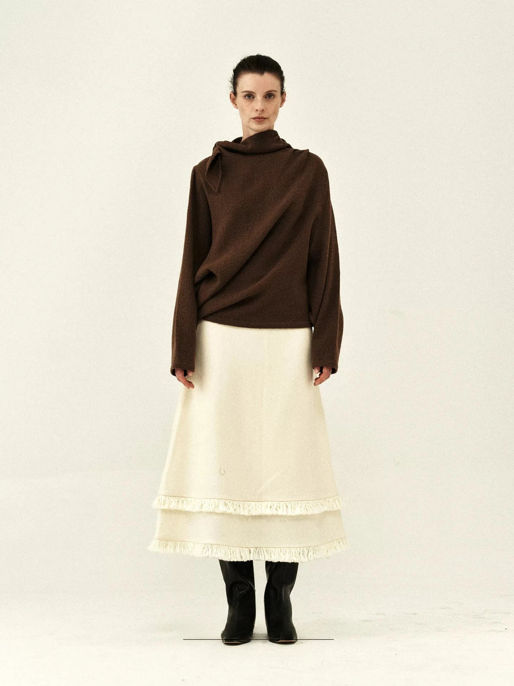Australian Wool Double-Layered Fringe Skirt