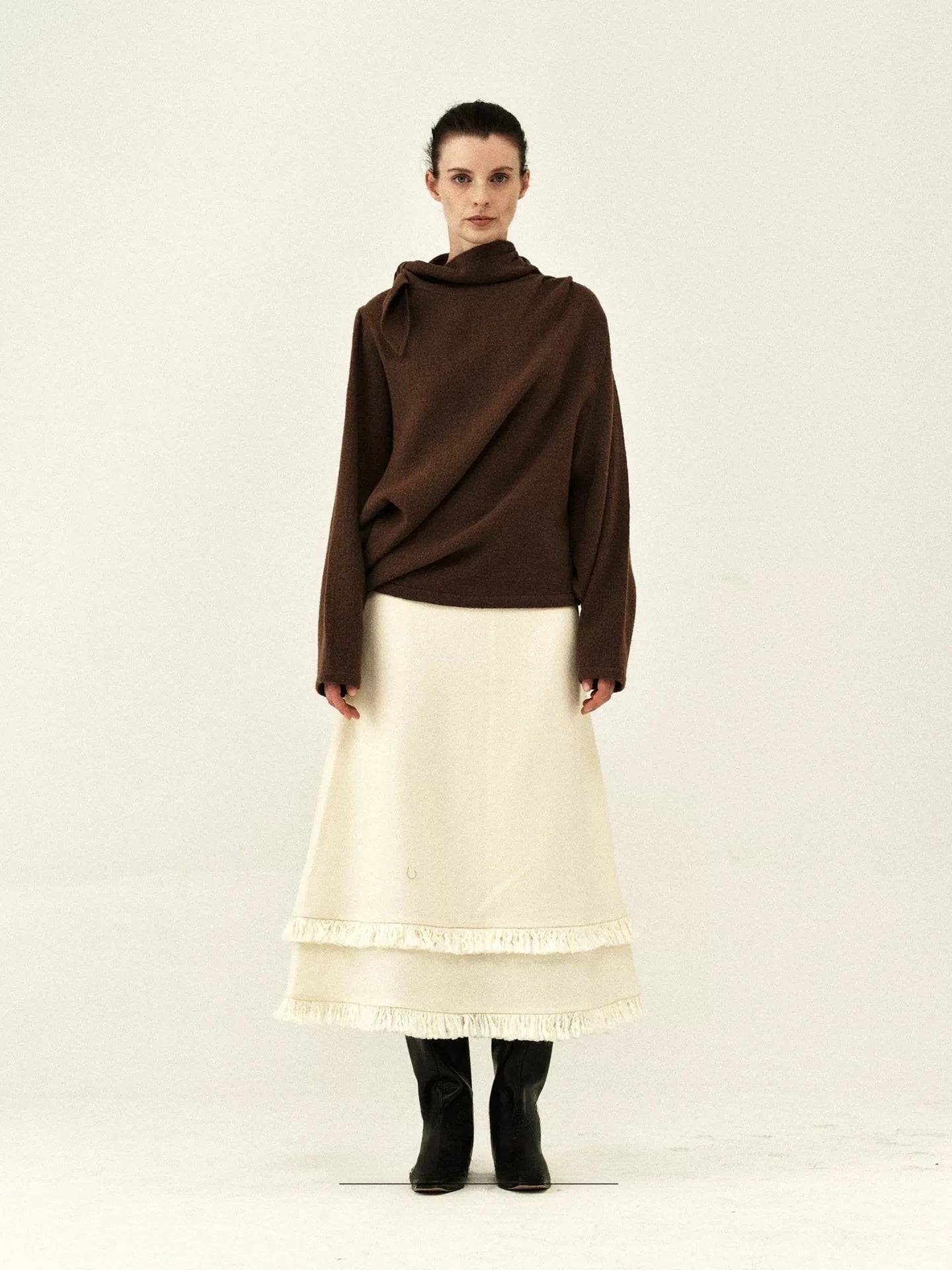Australian Wool Double-Layered Fringe Skirt