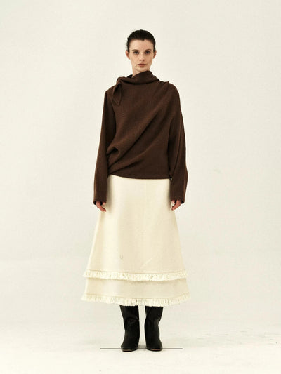 Australian Wool Double-Layered Fringe Skirt