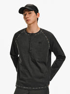 Embroidered Henley Long-Sleeve Tee
