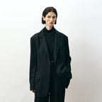 Raw Wool Blend Tailored Blazer