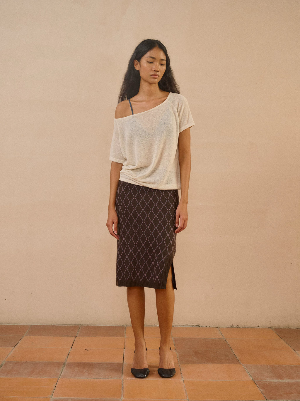 Linen Loop Yarn Off-Shoulder Top