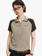 Raglan Knit Polo Shirt