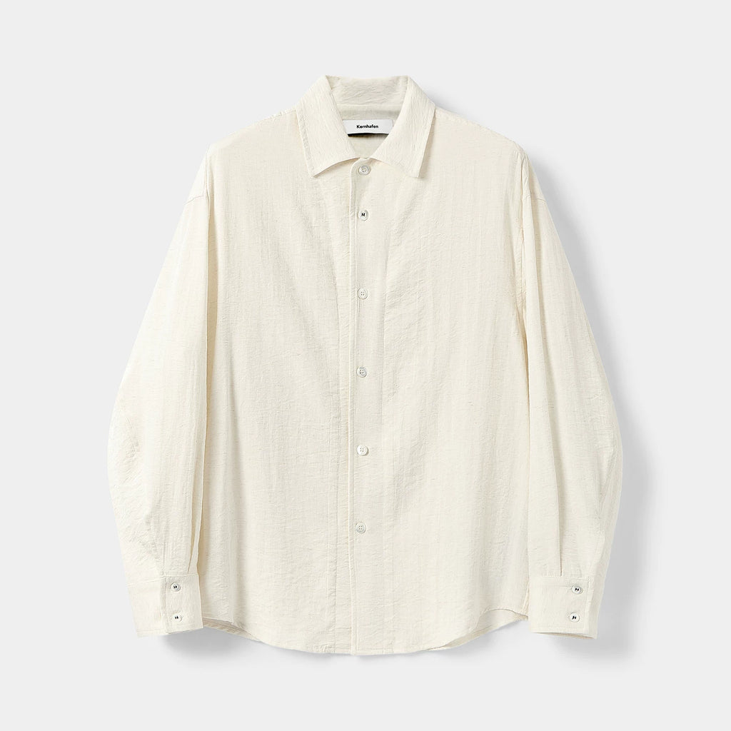 Linen Blend Relaxed Button-Down Shirt