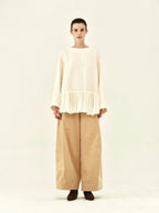 Wool And Silk Pleated Hem Top