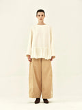 Wool And Silk Pleated Hem Top