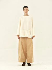 Wool And Silk Pleated Hem Top