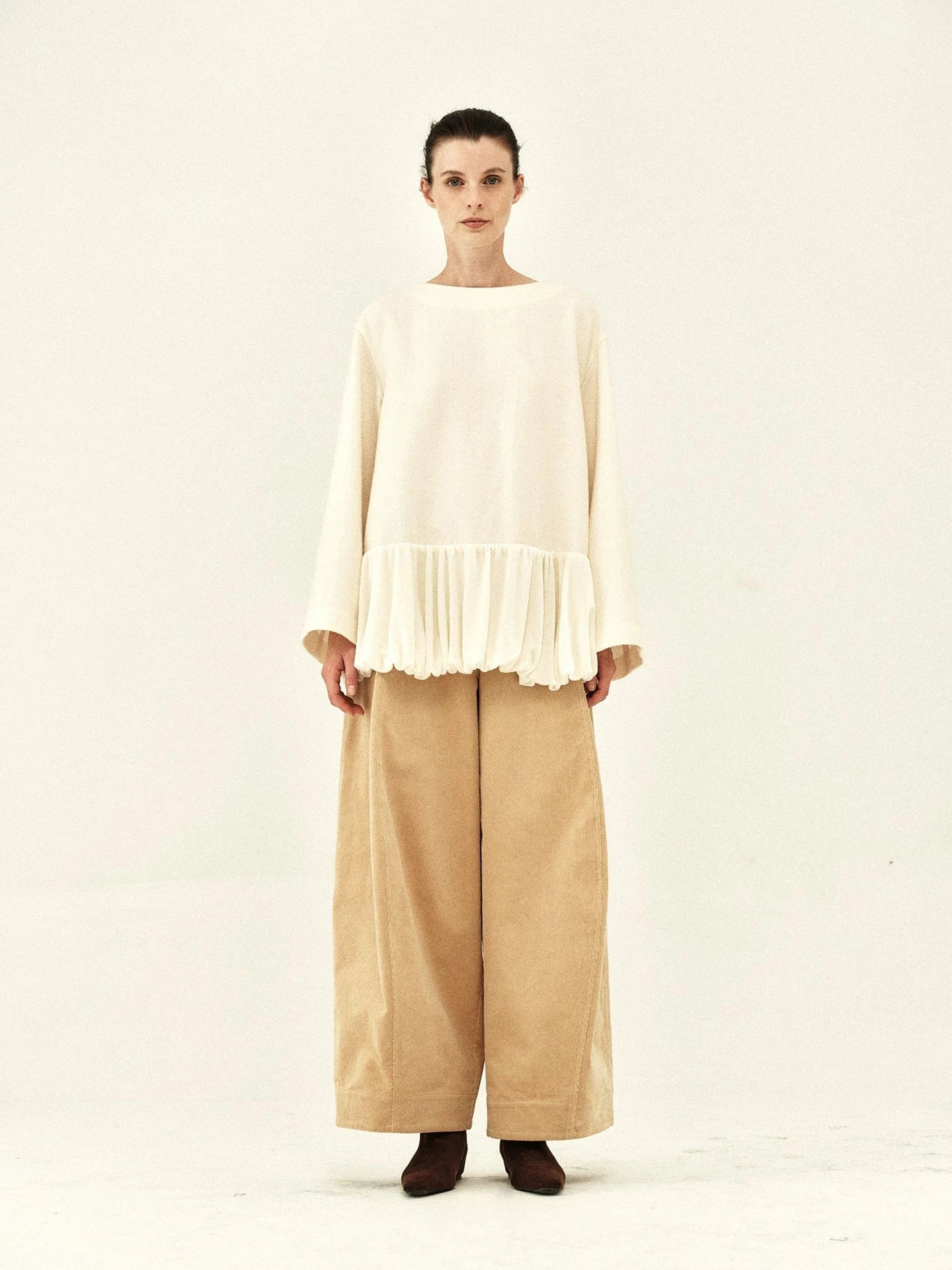 Wool And Silk Pleated Hem Top