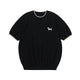 Puppy Embroidered Contrast Trim Knit Top