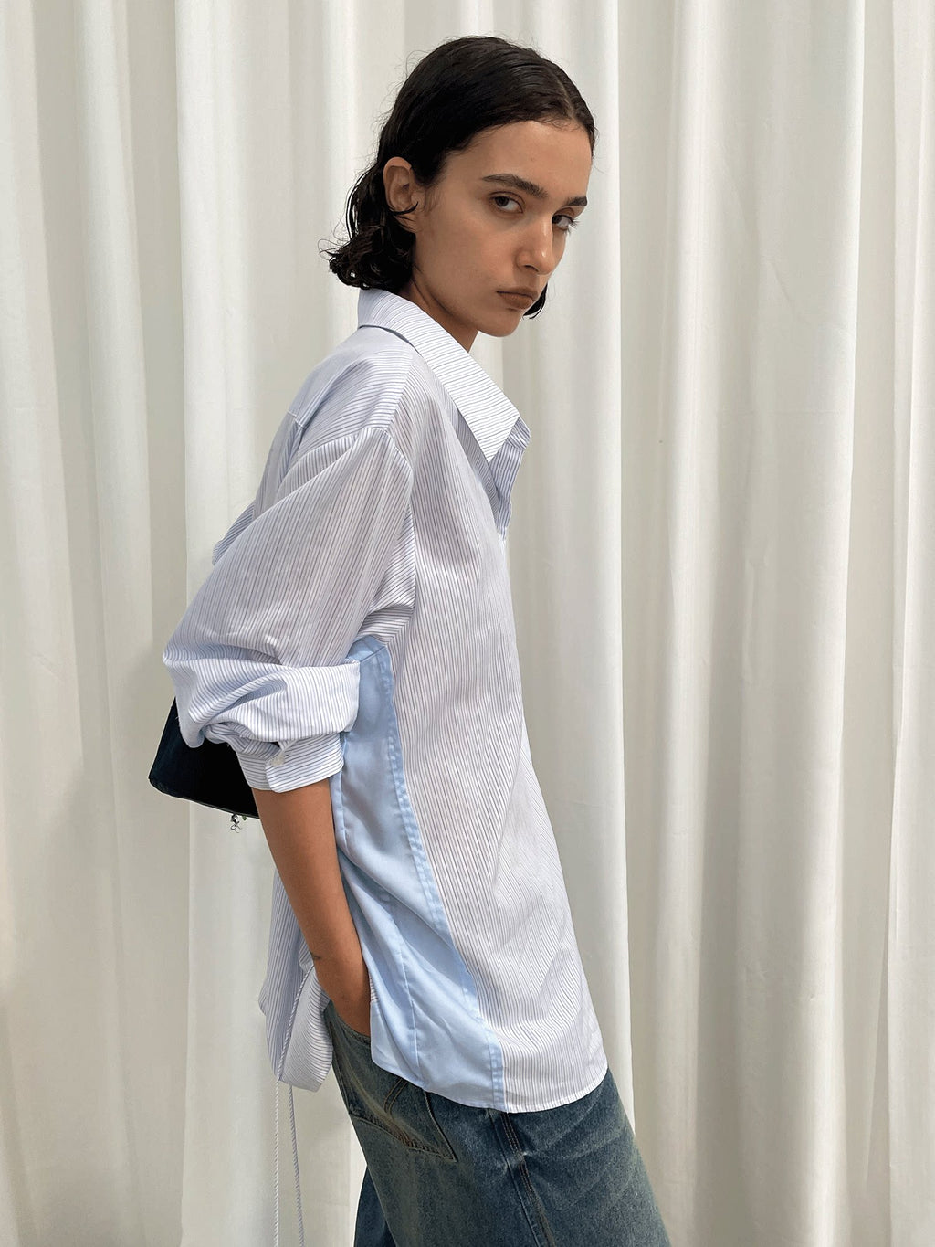 Striped Cotton Oversized Button-Down Shirt