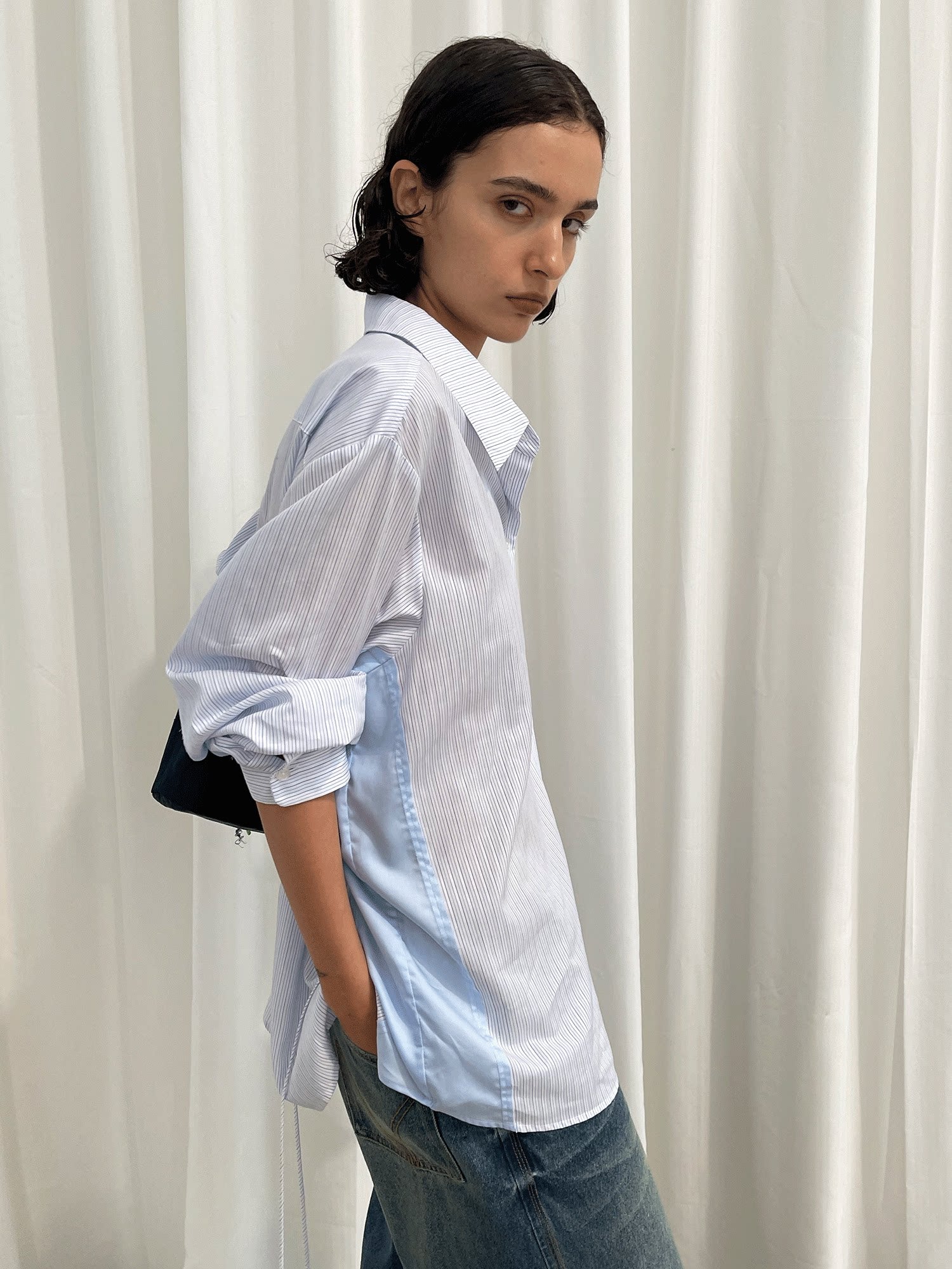 Striped Cotton Oversized Button-Down Shirt