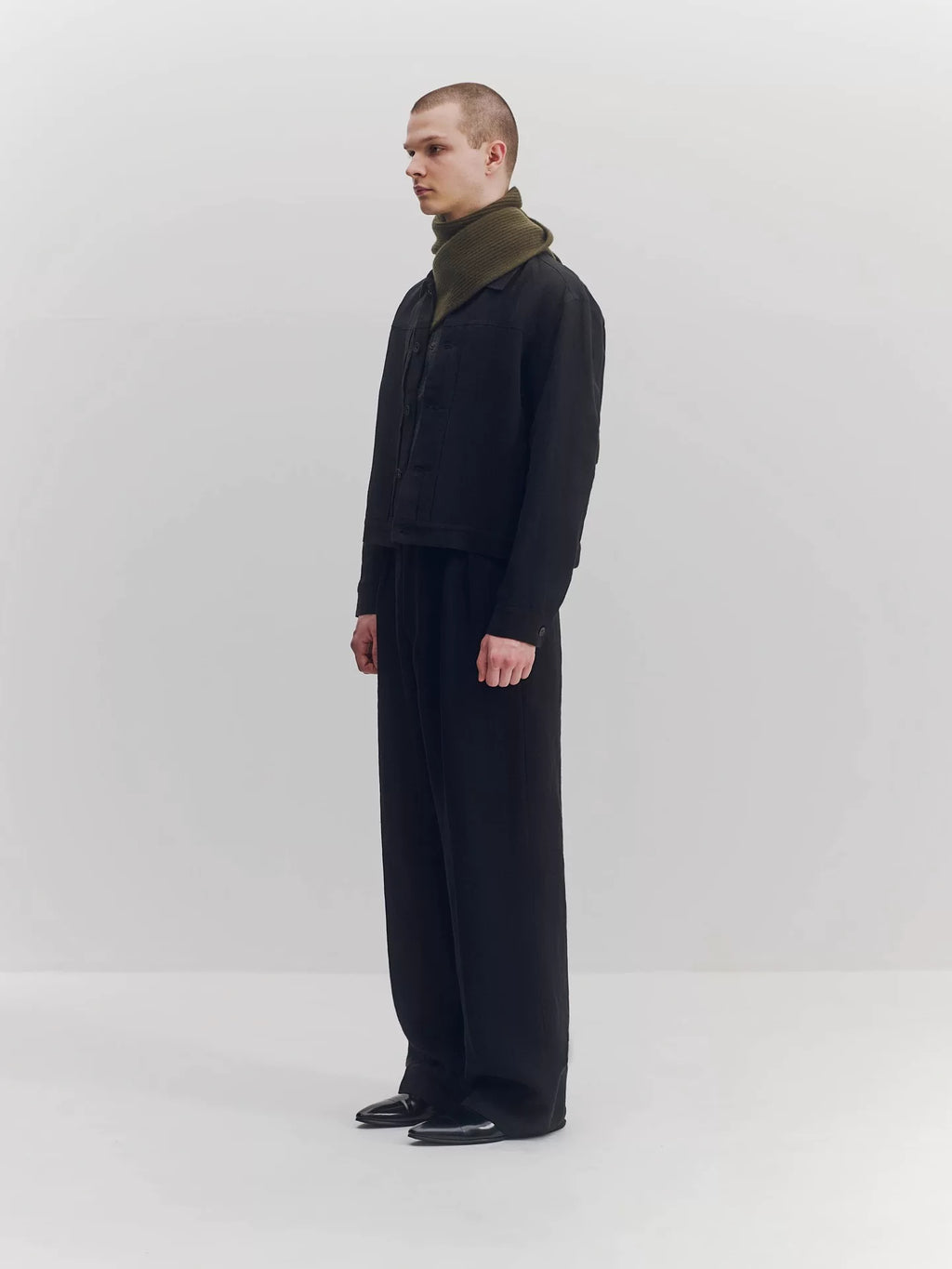 Linen Cropped Work Jacket