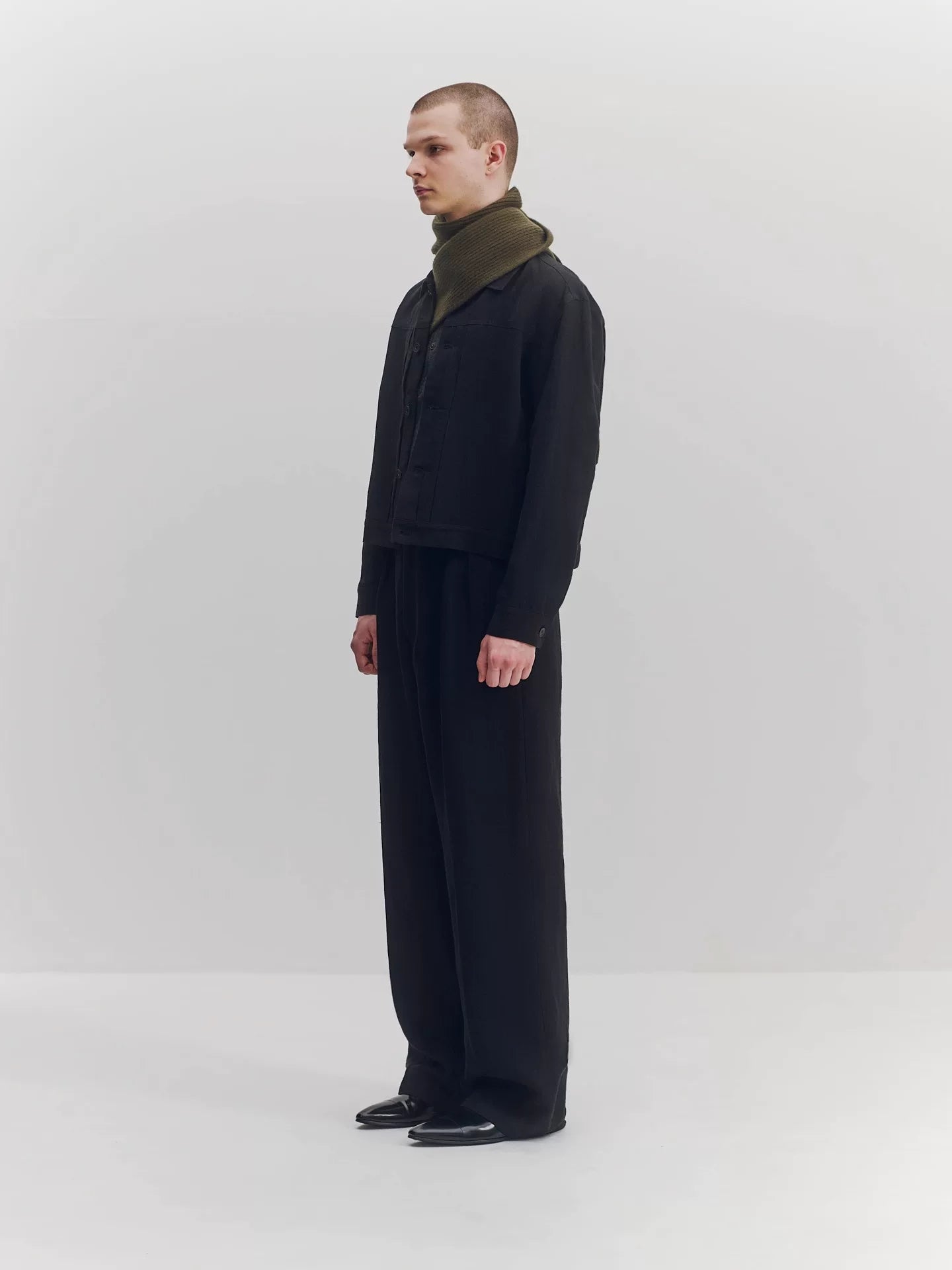 Linen Cropped Work Jacket