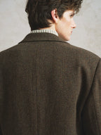Herringbone Wool Blend Oversized Blazer