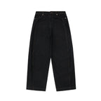 Curved Seam Wide-Leg Denim Jeans