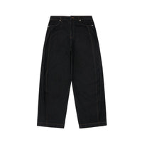 Curved Seam Wide-Leg Denim Jeans