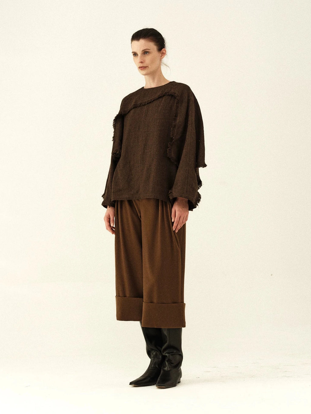 Wool Pleated High-Waisted Culottes